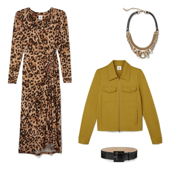 Cabi Selma maxi dress leopard print rouched waist dress sz medium - Picture 6 of 8